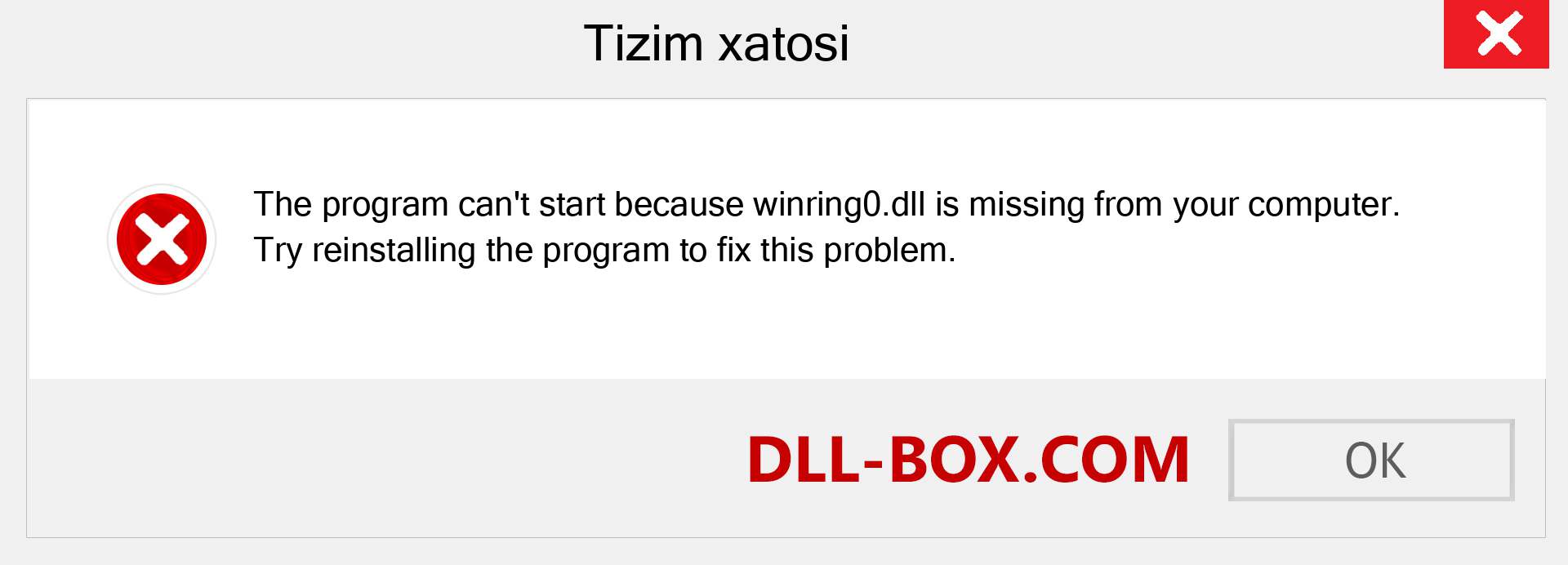 winring0.dll fayli yo'qolganmi?. Windows 7, 8, 10 uchun yuklab olish - Windowsda winring0 dll etishmayotgan xatoni tuzating, rasmlar, rasmlar